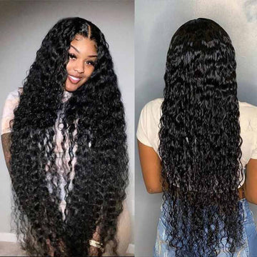 Ali Annabelle Middle Part Deep Wave Human Hair Wigs Long Deep Part Lace Front Wigs